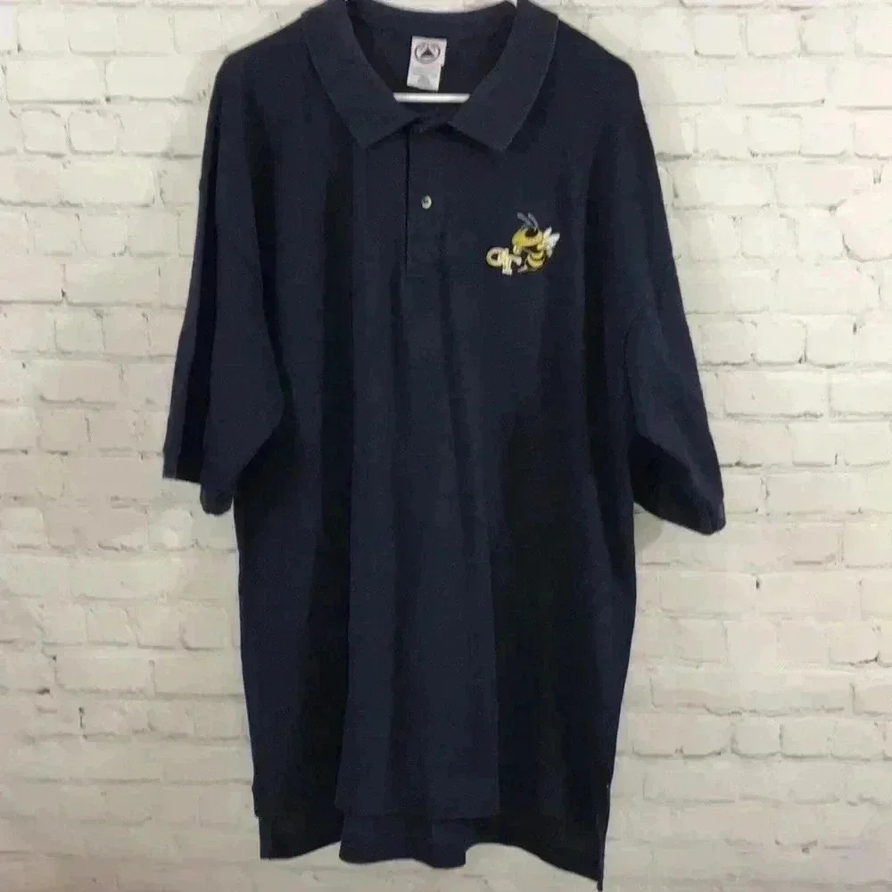 Georgia Tech Delta Mens Polo Embroidered Blue Large